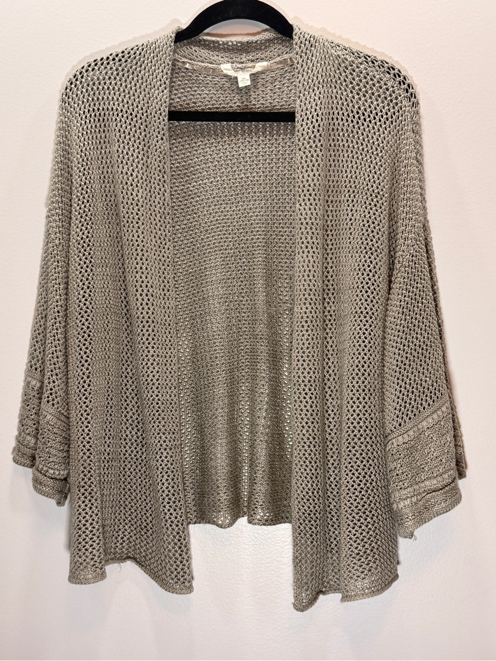 Time and Tru Open-Front Knit Cardigan - Light Gray